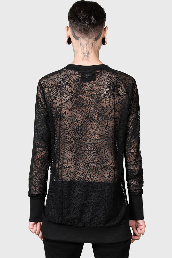 model showing back of shirt
