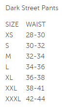 size chart