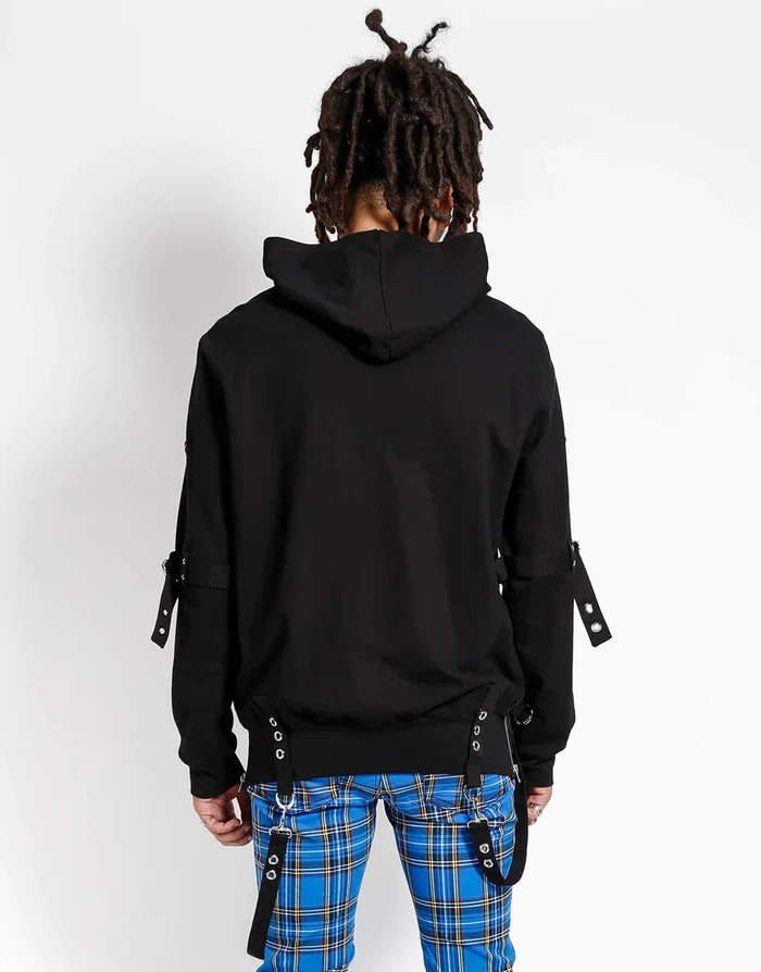 model showing back of hoodie