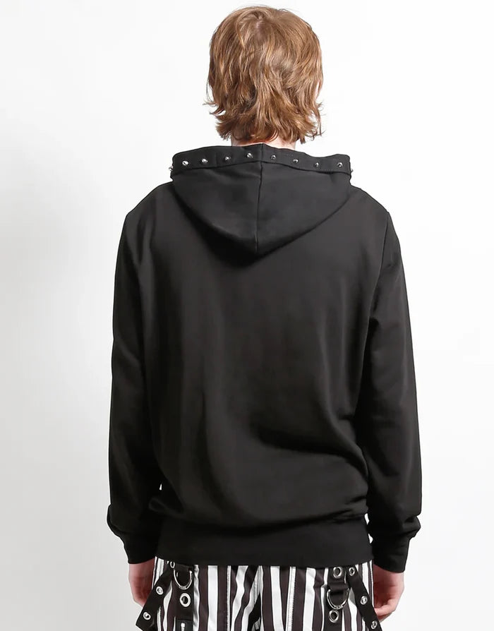 model showing back of hoodie