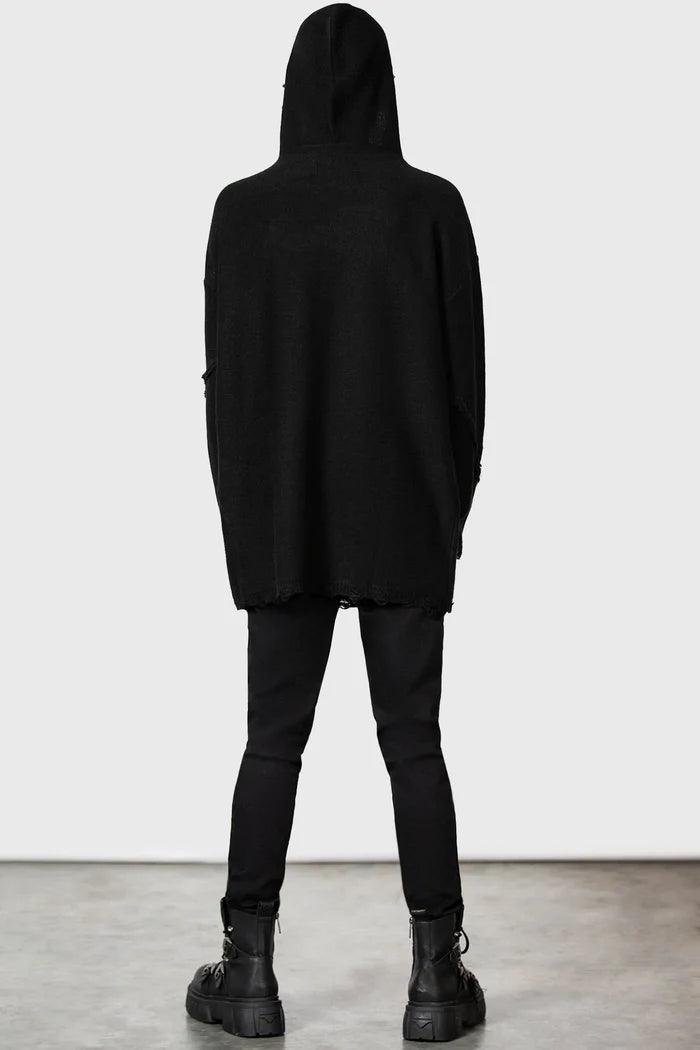 model showing back of sweater