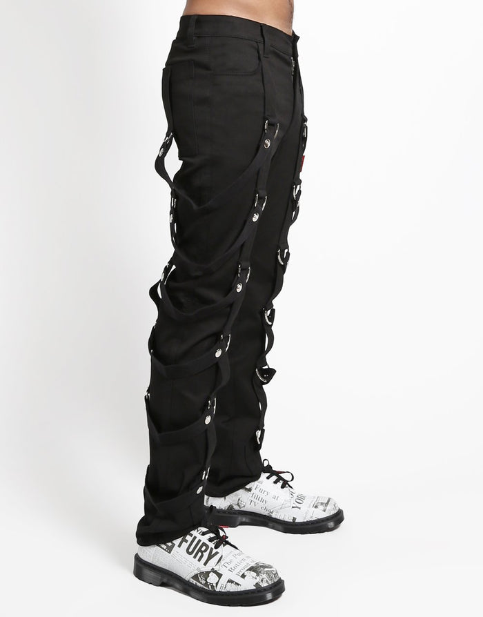 model showing side of pants