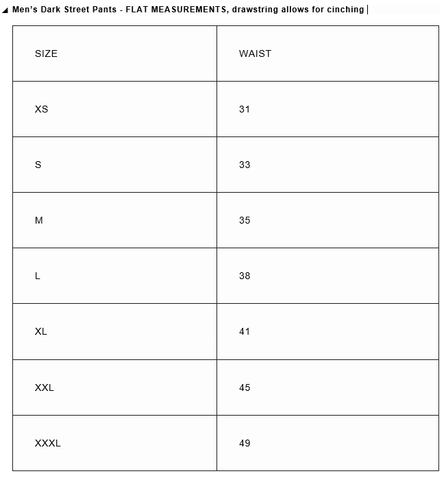 size chart