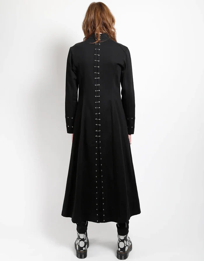 model showing back of coat