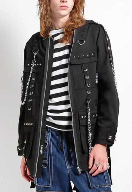 model showing front of jacket unzipped