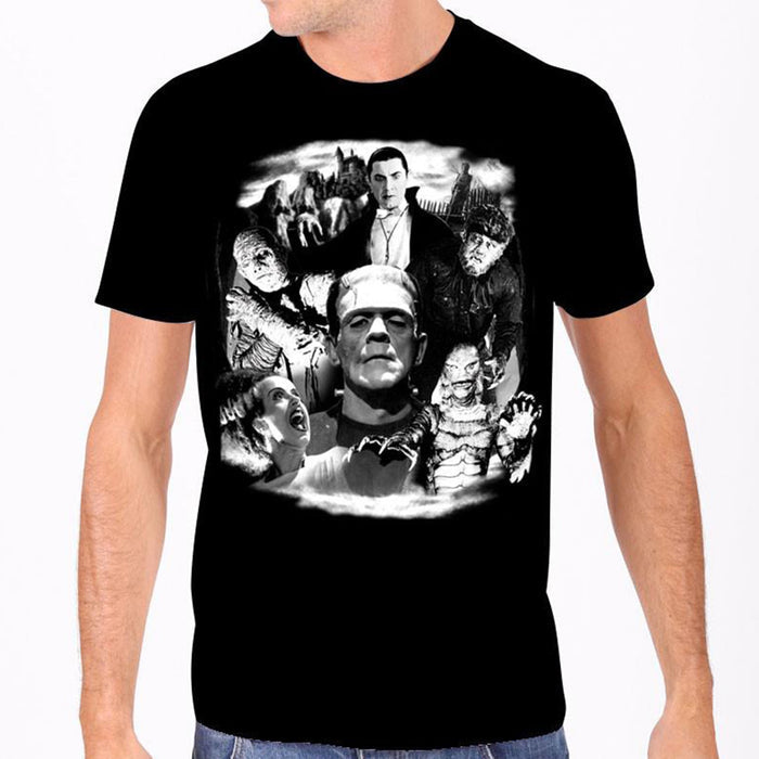 All of your favorite Universal Monsters on this officially licensed men's t-shirt with glow in the dark graphic printed on a slightly fitted, high quality shirt.