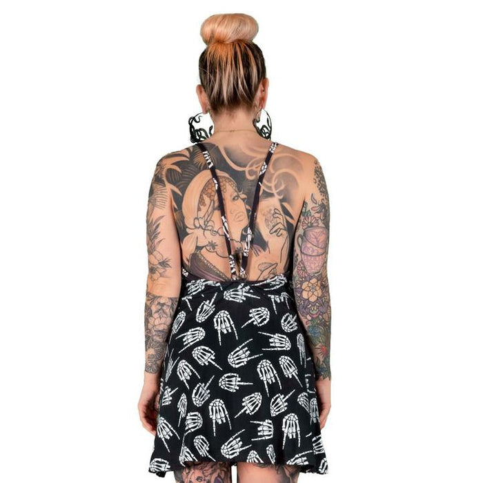 model showing back of dress