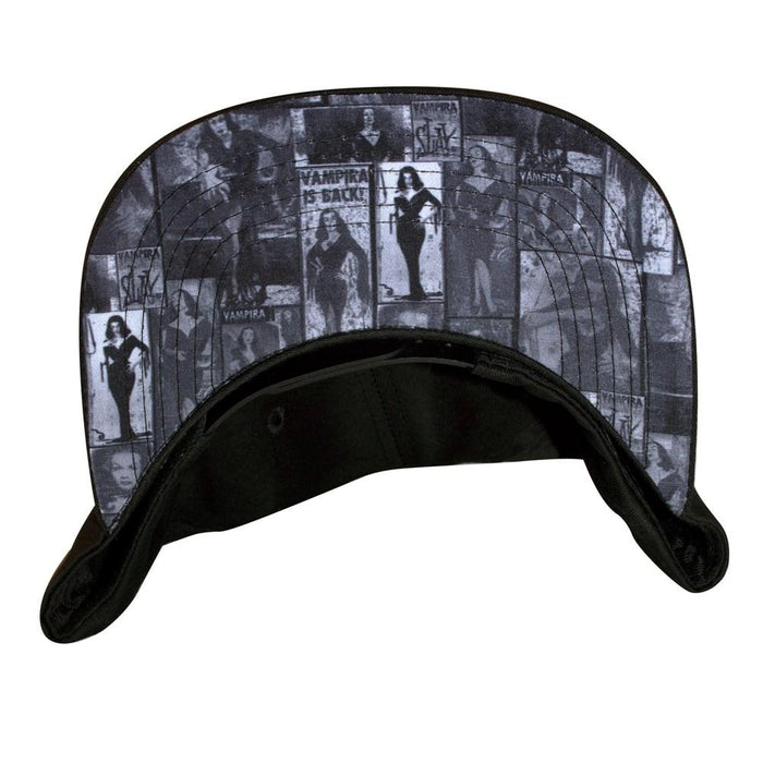 vampira logo embroidered hat with multiple pictures printed underneath