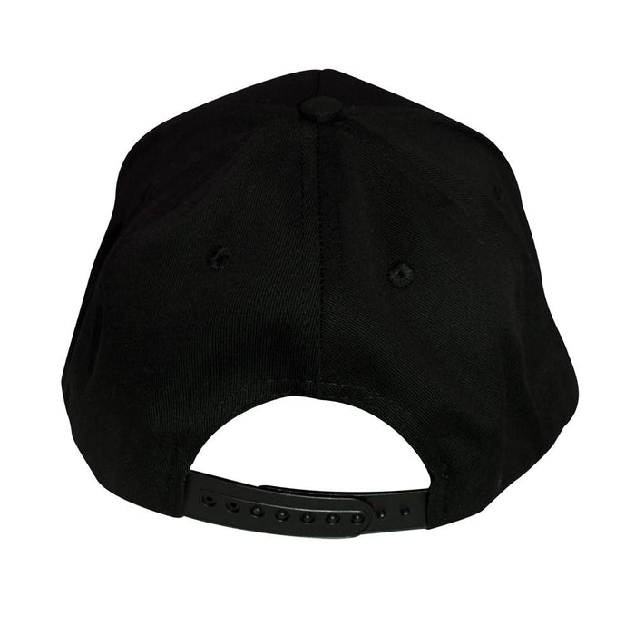 picture of back of hat with snap back closure