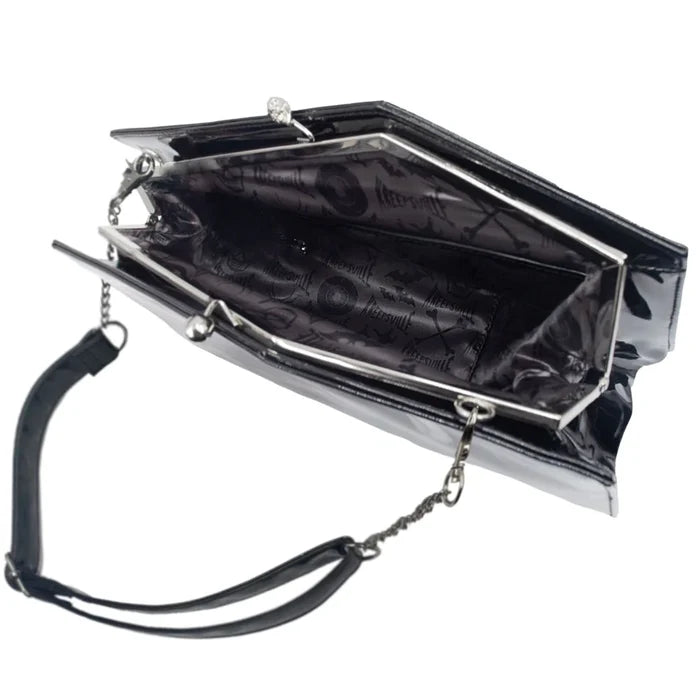 inside of purse on display