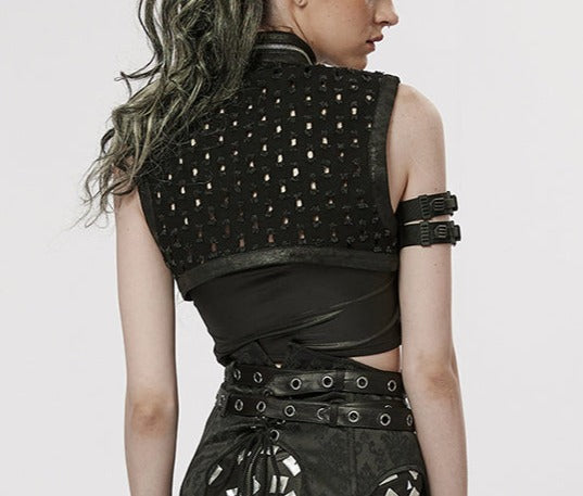 model showing back of vest