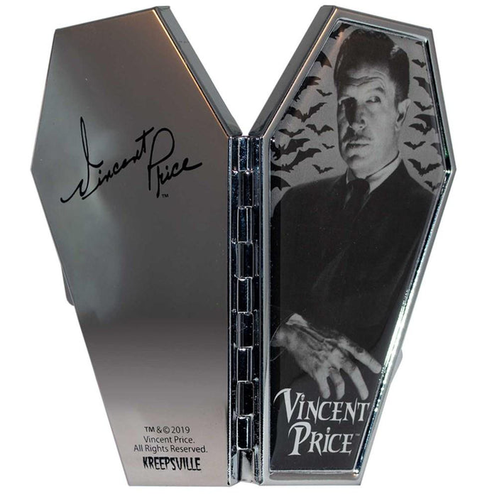 picture of vincent price on coffin shaped compact mirror