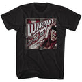 black band shirt with warrant logo and screaming woman graphic with text that reads "louder houder faster in stereo"
