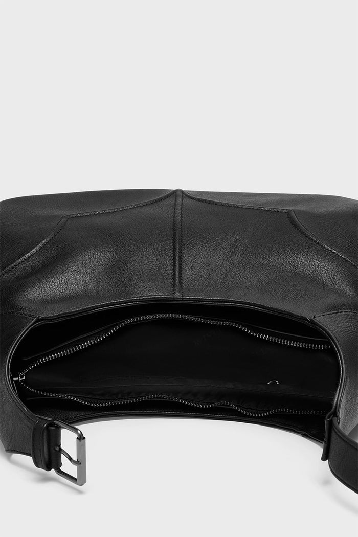 Black bag with zipper on a white background