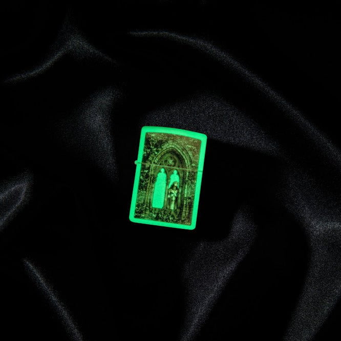 lighter on display glowing in the dark