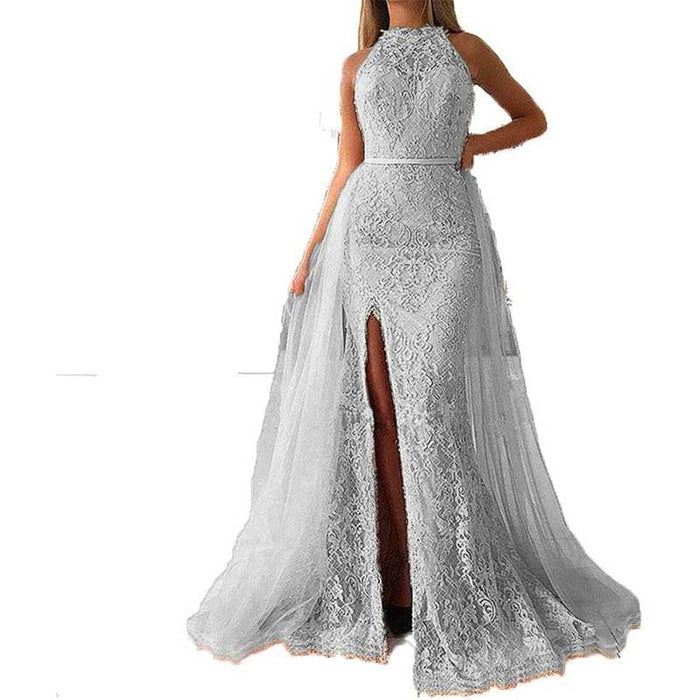 Women Halter Neck Prom Gowns Mermaid Long Evening Dress Wedding Ball Gowns