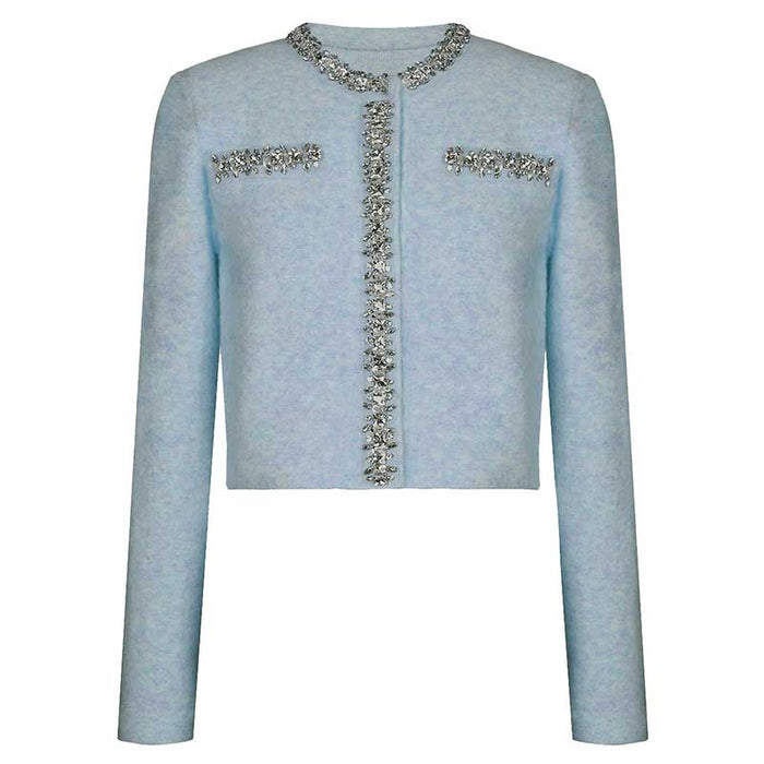 Women Knit Cardigan Jacket + Short Skirt Two Pieces Skirt Suit