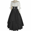 Women Renaissance Skirt 2 Pcs Set Vintage Button Skirt with Off Shoulder Shirt