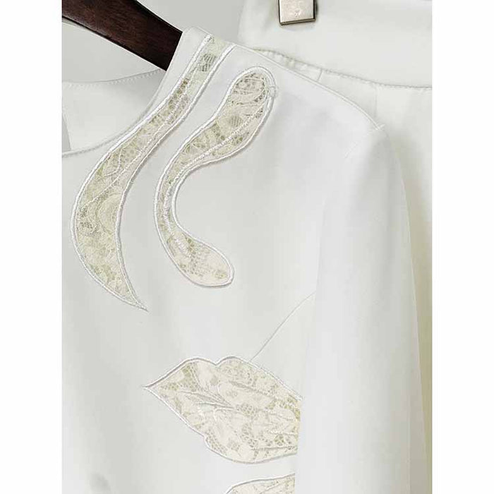 Women White Lace Pantsuits Loose Two Pieces Formal Suit Event Suit