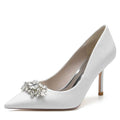 Women's Beaded Wedding Shoes Gliter High Heels Pointed Toe Bridal Heels