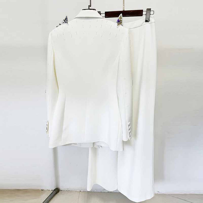Women's Butterfly Beading Pantsuit 2 Two Piece Set Party Outfit Wedding Suit