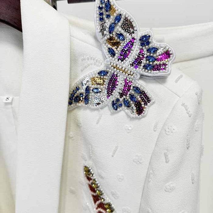 Women's Butterfly Beading Pantsuit 2 Two Piece Set Party Outfit Wedding Suit