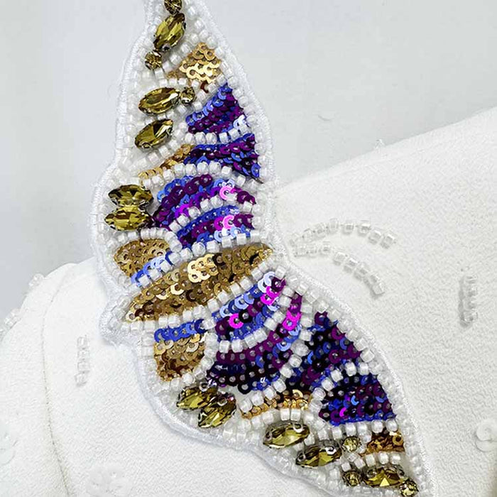 Women's Butterfly Beading Pantsuit 2 Two Piece Set Party Outfit Wedding Suit