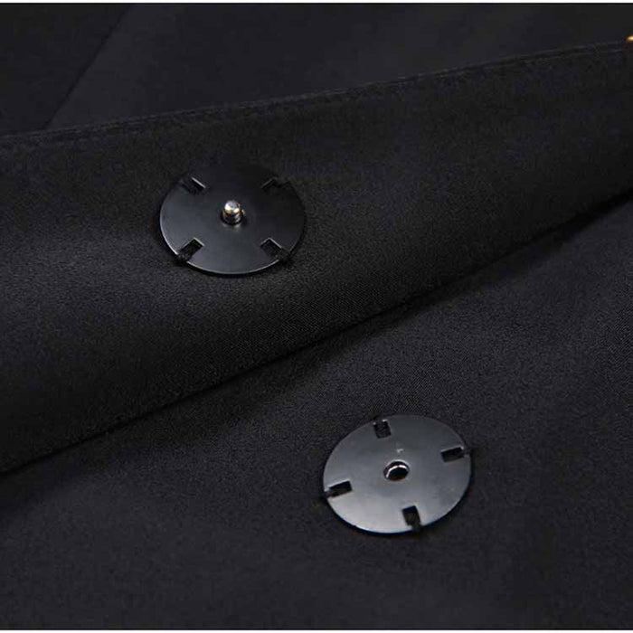 Women's Button-embellished Black Mini Blazer Dress