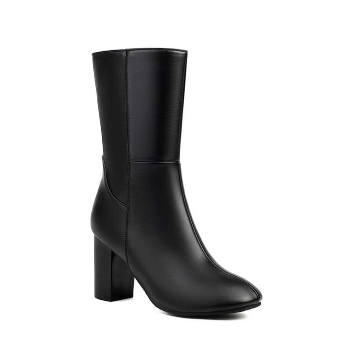 Women's Chunky Boots Faux Leather Short Boots
