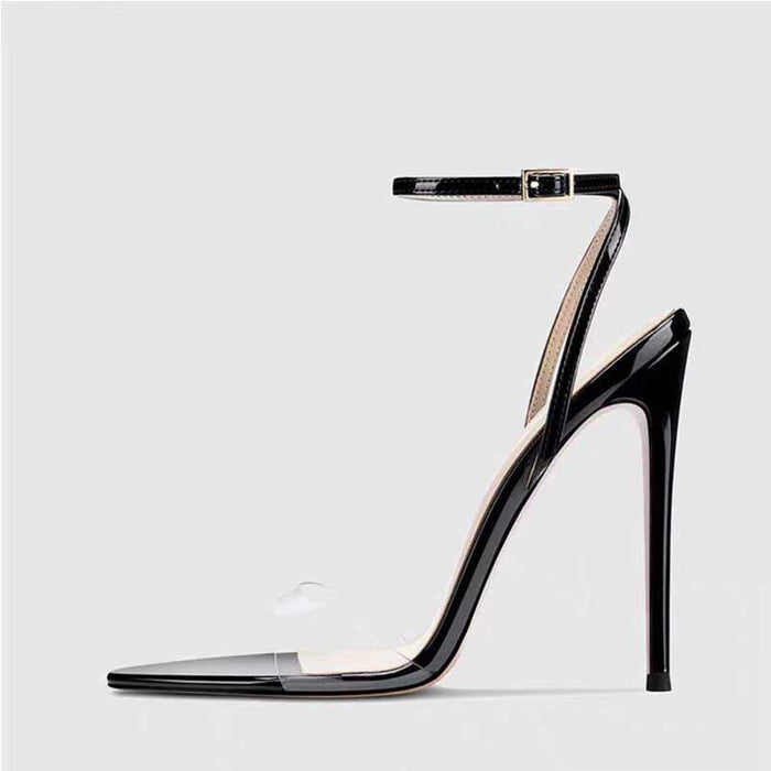 Women's Clear Strap Heels Dress Pumps in Black, Red, Apricot