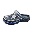 Womens Closed Toe Clog Shoes Rhinestone Beads Mules Black Slip on Sandals