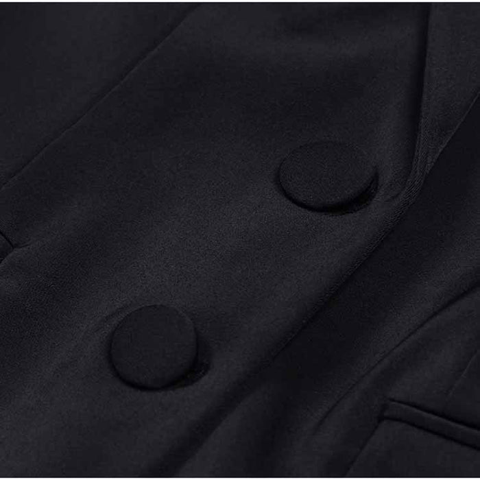 Women's Crystal Blazer Black V Neck Sleeves Jacket Coat