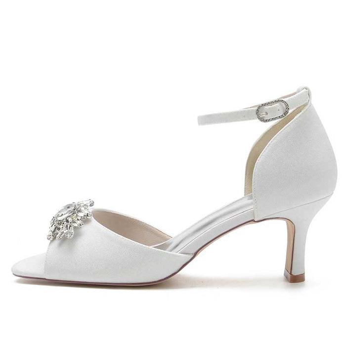 Women's Crystal Sandals Glitter Ankle Strap Low Heels Dress Shoes