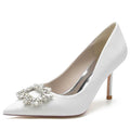 Women's Crystal Wedding High Heels Pointed Closed Toe Bridal Wedding Shoes