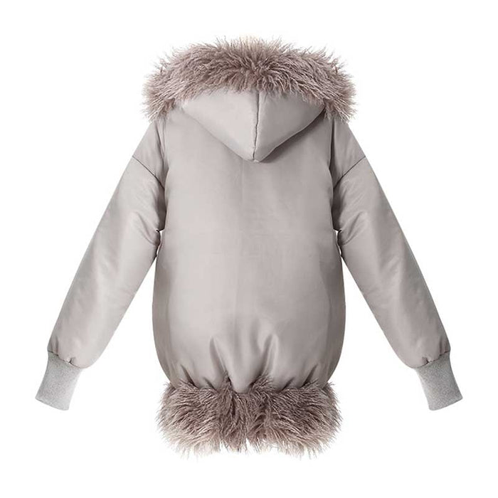 Women’s Faux Fur Winter Coat – Cotton-Padded Jacket with Faux Furs Hoddie