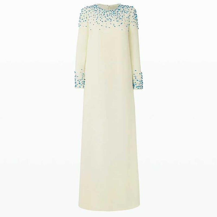 Women's Long Sleeve Beaded Formal Dresses Long Prom Dress