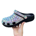 Womens Multicolor Closed Toe Clog Shoes Rhinestone Beads Slip-On Mules