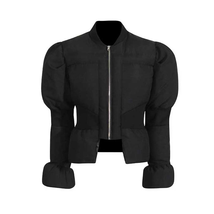 Women’s Puffy Winter Coat – Slim Fitted Cotton-Padded Jacket with Flared Sleeves