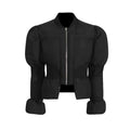 Women’s Puffy Winter Coat – Slim Fitted Cotton-Padded Jacket with Flared Sleeves