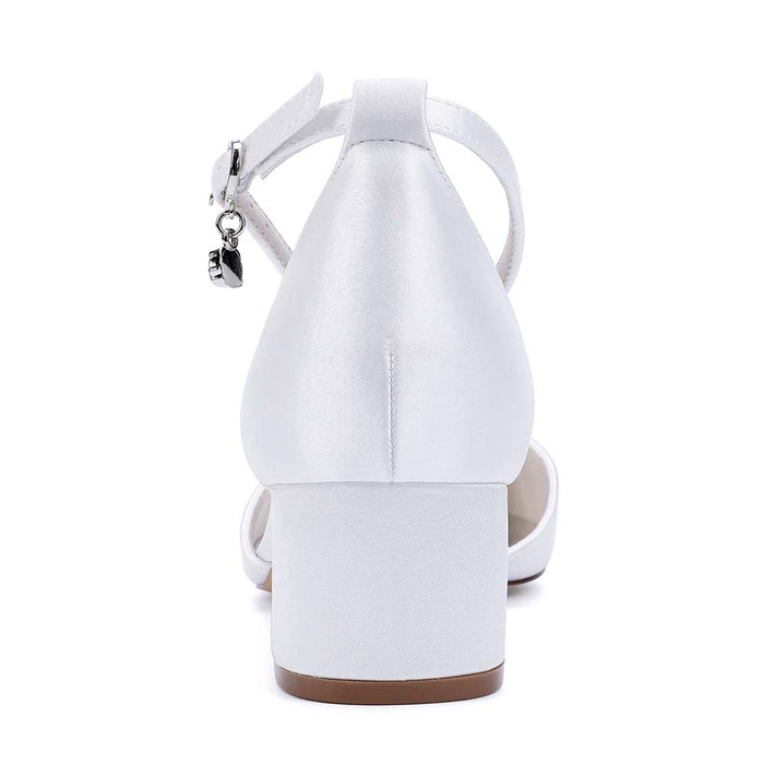 Women's Satin Ankle Strap Block Heel Shoes | Pointed Toe Dress Pumps for Wedding/Party/Formal Events