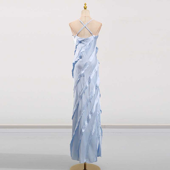 Womens Tiered Ruffle Maxi Dress