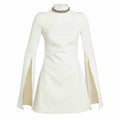 Women's White Mini Dress With Long Sleeves