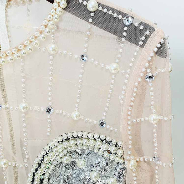 Womne Diamond Glamorous Mini Dress Sequined Long Sleeve Short Prom Dress