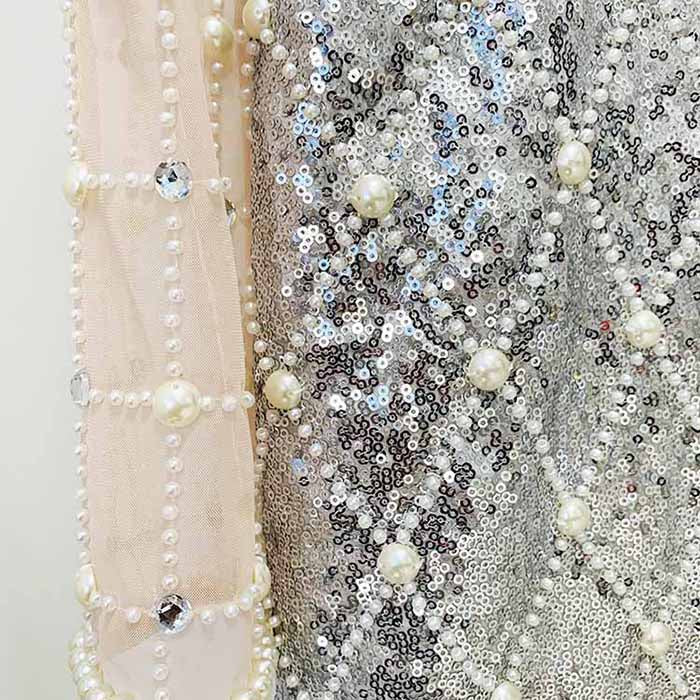 Womne Diamond Glamorous Mini Dress Sequined Long Sleeve Short Prom Dress